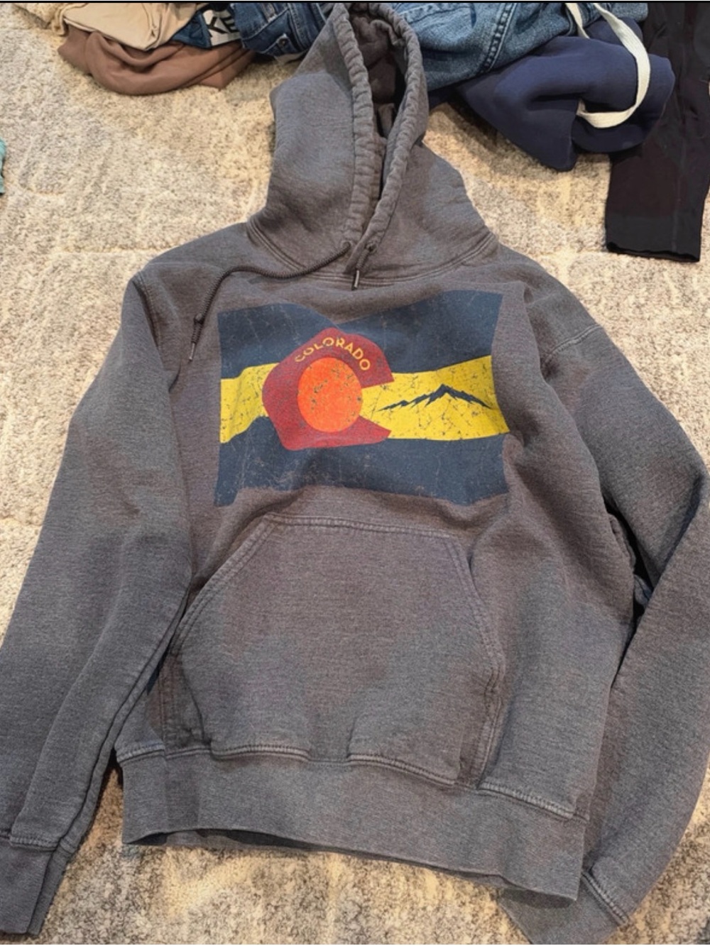 Gildan Gray Hoodie with Colorado Flag Graphic
